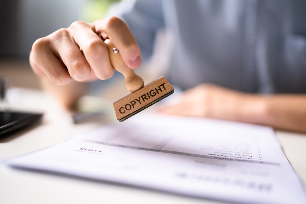 trademark,protection,rubber,stamp,on,paper,in,office